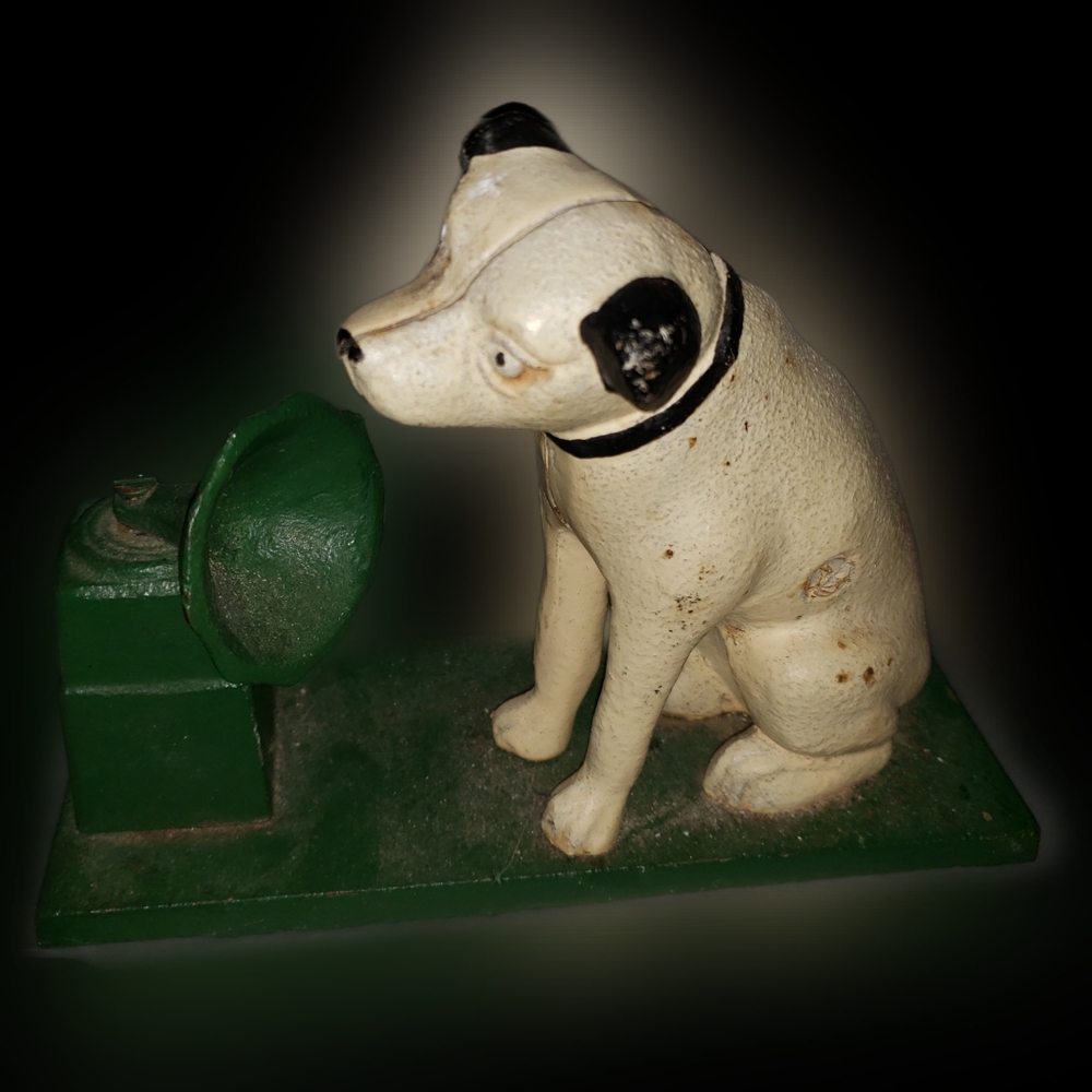 RCA VICTOR Gramophone Logo Nipper Dog His Masters Voice Cast Iron Coin Bank